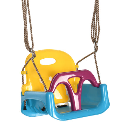 3 in 1 Detachable Kids Swing Seat with Seatbelt, Adjustable Rope for Indoor, Outdoor, Light Blue