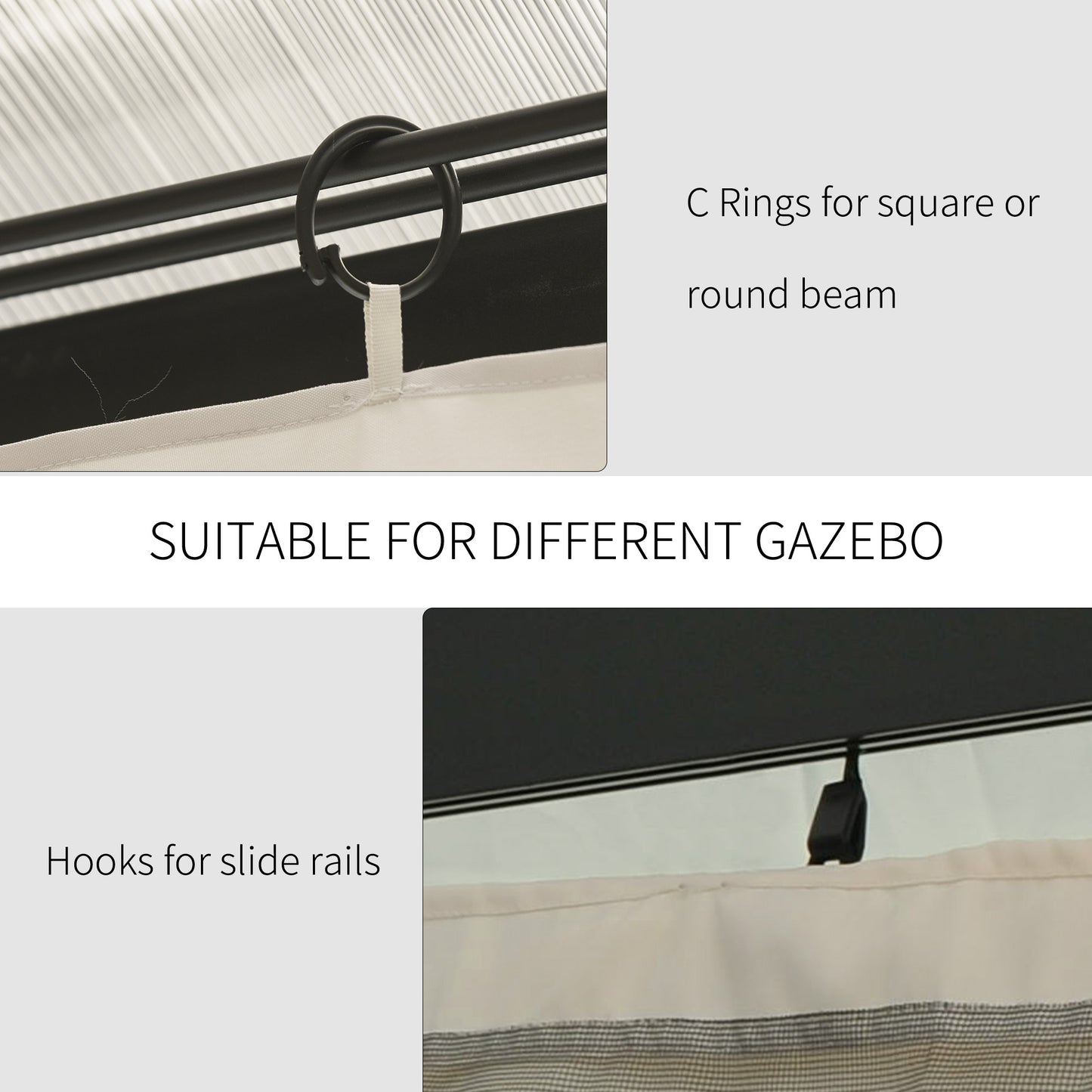 4 Pack Replacement Gazebo Curtains Privacy Panel for Most 3 x 4m Gazebo Canopy Pavillion Outdoor Shelter Sidewalls Accessorie