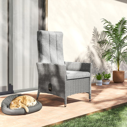 105°-150° Reclining Rattan Chair - Light Grey