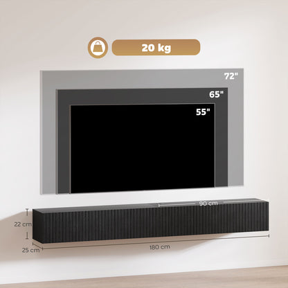 180cm Floating TV Stand, Wall Mount TV Unit with Cable Management Hole, Fits up to 72" TV, Black