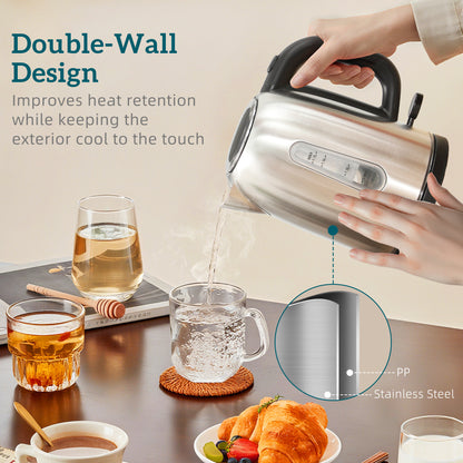 Simple Polished Toaster and Kettle Set - Silver Tone