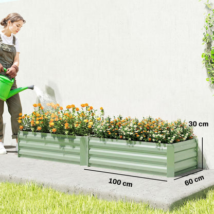 Set of Two 100 x 60cm Steel Planter Boxes - Light Green