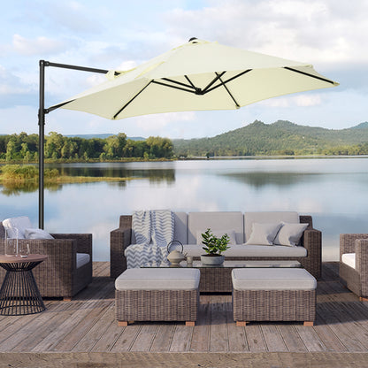 2.5M Garden Cantilever Parasol, Offset Roma Patio Umbrella Hanging Sun Shade Canopy Shelter