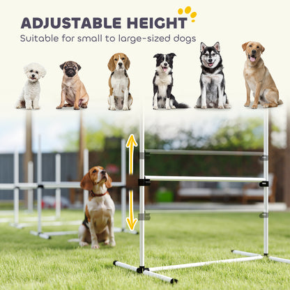 4 Pieces Dog Agility Training Equipment, Adjustable Height Jumps Hurdle with Carrying Bag for Outdoor, White