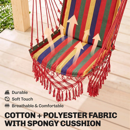 Hammock Chair Swing Colourful Striped Tree Hanging Seat Porch Indoor Outdoor Fabric Garden Furniture