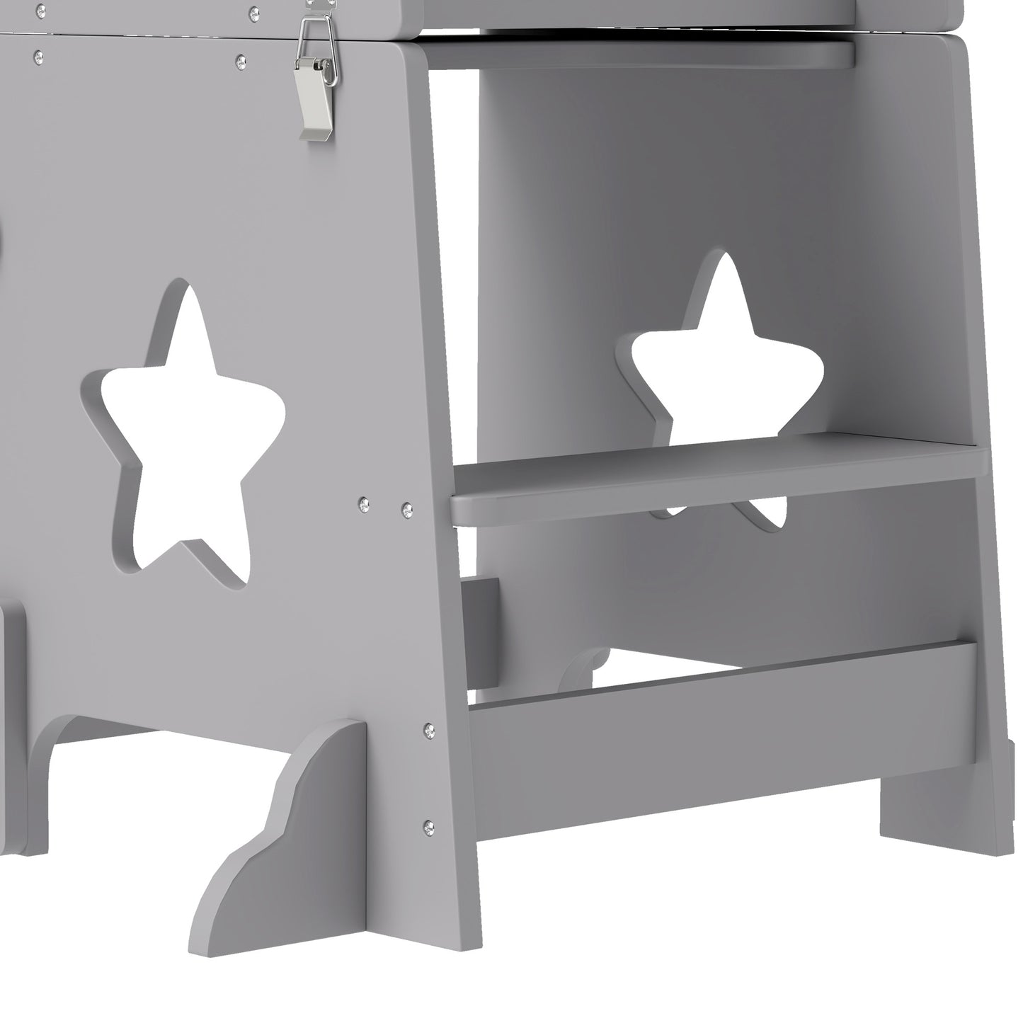 2-in-1 Toddler Step Stool with Safety Rail for Kitchen, Bathroom, Grey