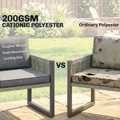 6 Seater Rattan Garden Furniture Set with 3 Loveseats, Table, Patio Rattan Corner Sofa Set, Grey