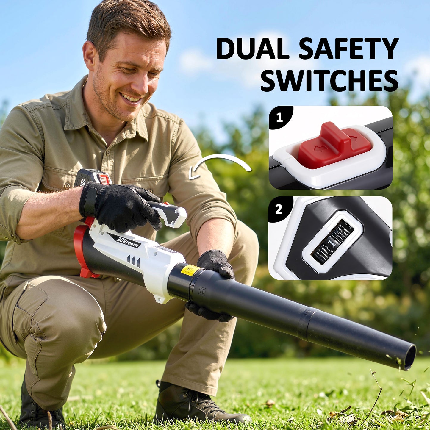 Leaf Blower Cordless with 4000mAh Battery & Charger, 18V Lightweight Handheld Garden Blower with 6 Speed Levels