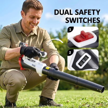 Leaf Blower Cordless with 4000mAh Battery & Charger, 18V Lightweight Handheld Garden Blower with 6 Speed Levels