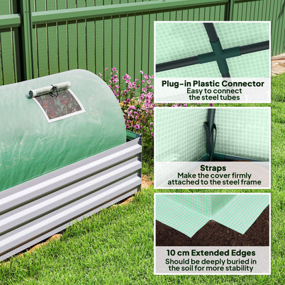 Mini Greenhouse, Portable Tunnel Green House, Green Grow House Steel Frame with 5 Mesh Windows, 3 M, Green