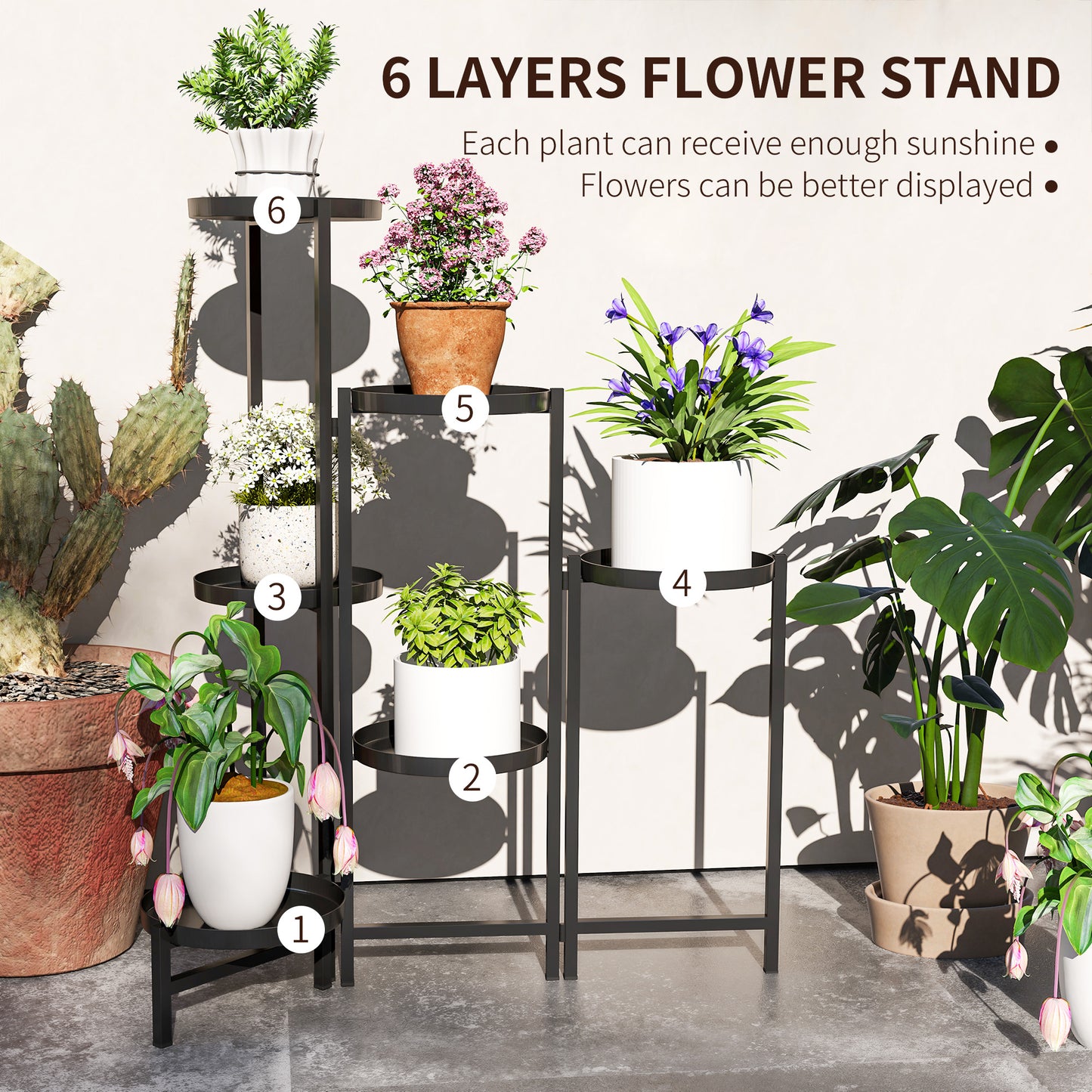 3 Tier Plant Stand Indoor Outdoor, Foldable Corner Plant Stands for Multiple Plants