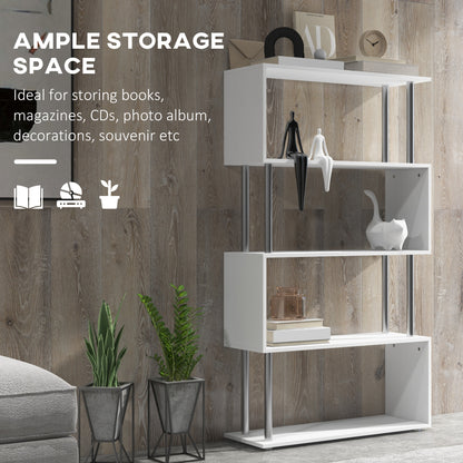 S Shape Bookcase, 5 Tiers Bookshelf, Modern Freestanding Storage Shelf for Home Office, Study, Living Room, 80 x 30 x 145cm
