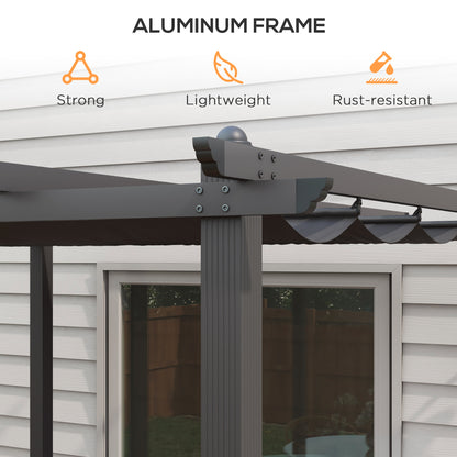 3 x 3m Aluminium Pergola with Retractable Roof and L4 Wind-proof - Dark Grey