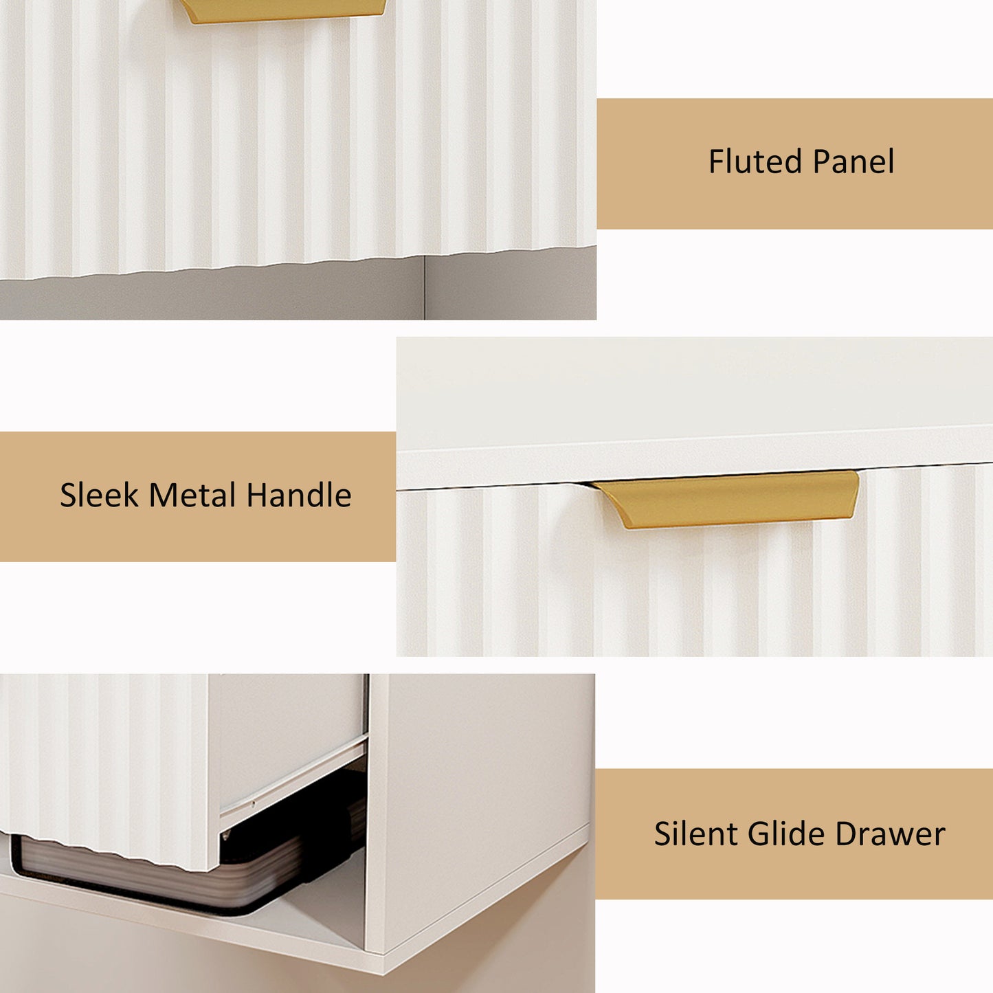 Floating Nightstands Set of 2, Modern Wall Mounted Bedside Tables, White