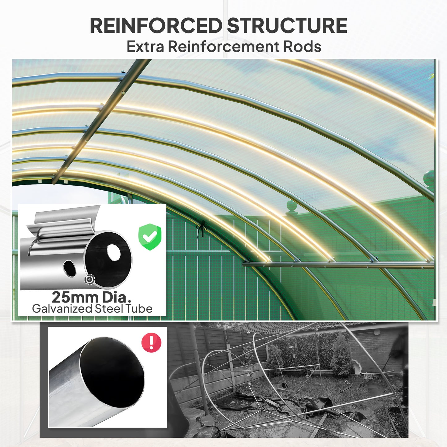 4 x 3 m Polytunnel Greenhouse, with Windows and Doors - Green