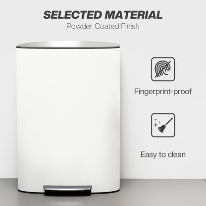 50L Kitchen Bin with Soft-Close Lid and Stay-Open Function, Stainless Steel Pedal Bin with Removable Inner Bucket