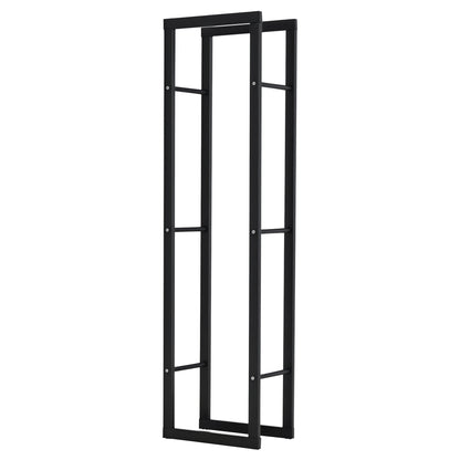 Metal Firewood Log Holder Tall Firewood Rack Indoor Outdoor Fireplace Wood Storage Shelf with Side Rails, Rust-Resistant