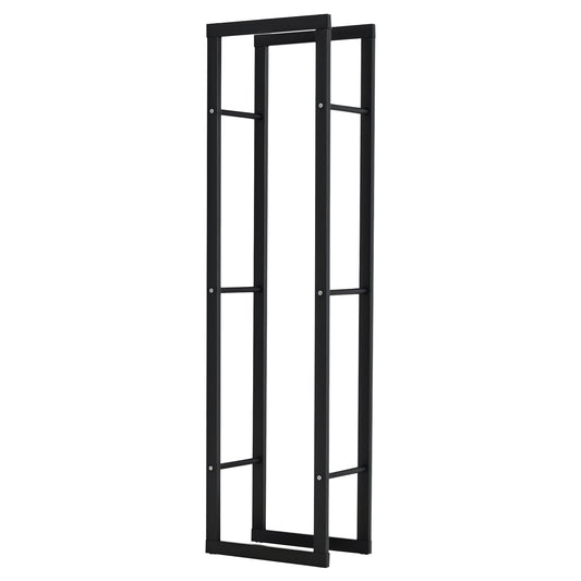 Metal Firewood Log Holder Tall Firewood Rack Indoor Outdoor Fireplace Wood Storage Shelf with Side Rails, Rust-Resistant