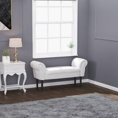 End of Bed Bench, Upholstered Window Seat with Arms and Wooden Legs, Modern Shoe Bench for Entryway, Living Room, Bedroom