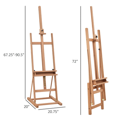 Wooden Easel Stand H-Frame Artist Easel with 171-230cm Adjustable Height and 0-80° Working Angles Beech Wood Art Easel for Di