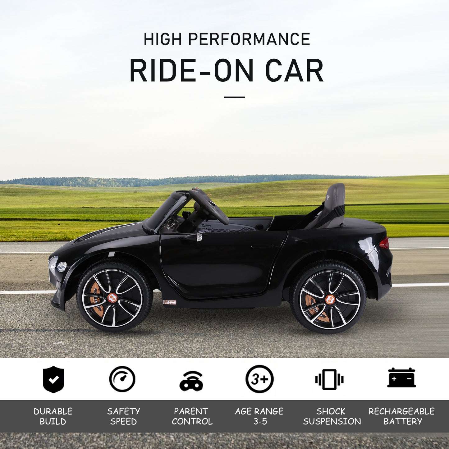 Bentley GT Licensed 12V Electric Car for Kids, Kid's Electric Ride on with Remote Control, Ride on Car with LED Lights