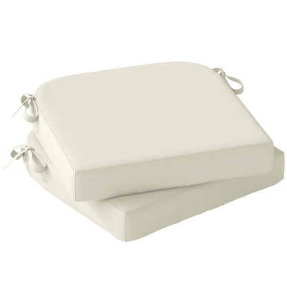Outdoor Chair Seat Cushions Set of 2, Garden Chair Cushions with 7cm Thick Foam & Ties, Cream White