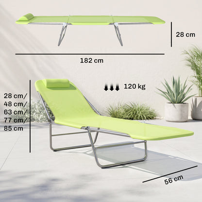 Single Folding Sun Lounger - Green