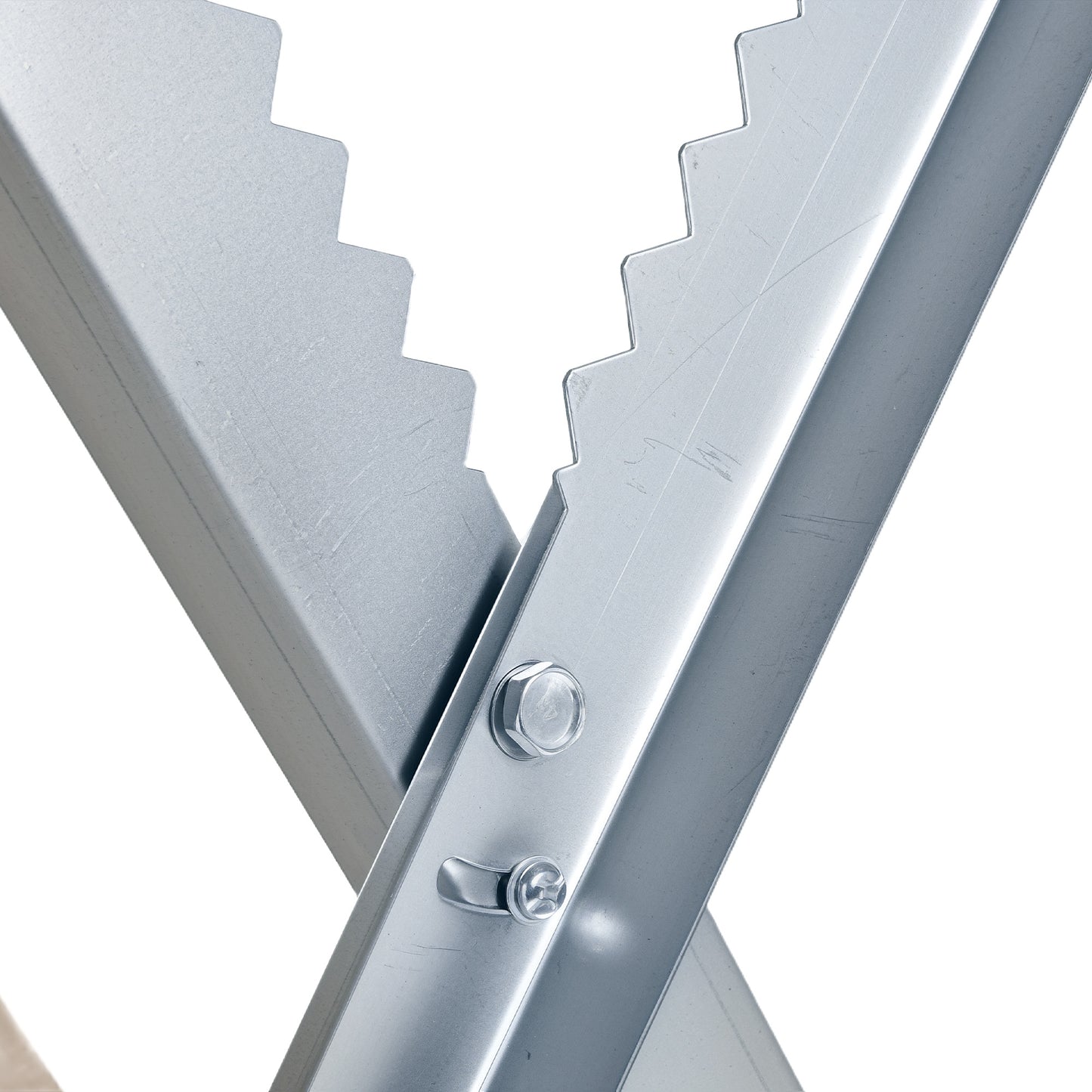 Portable Sawhorse Heavy Duty Steel Adjustable Work Support, Foldable Sawhorse Stand 100 kg Weight Capacity, Silver Tone