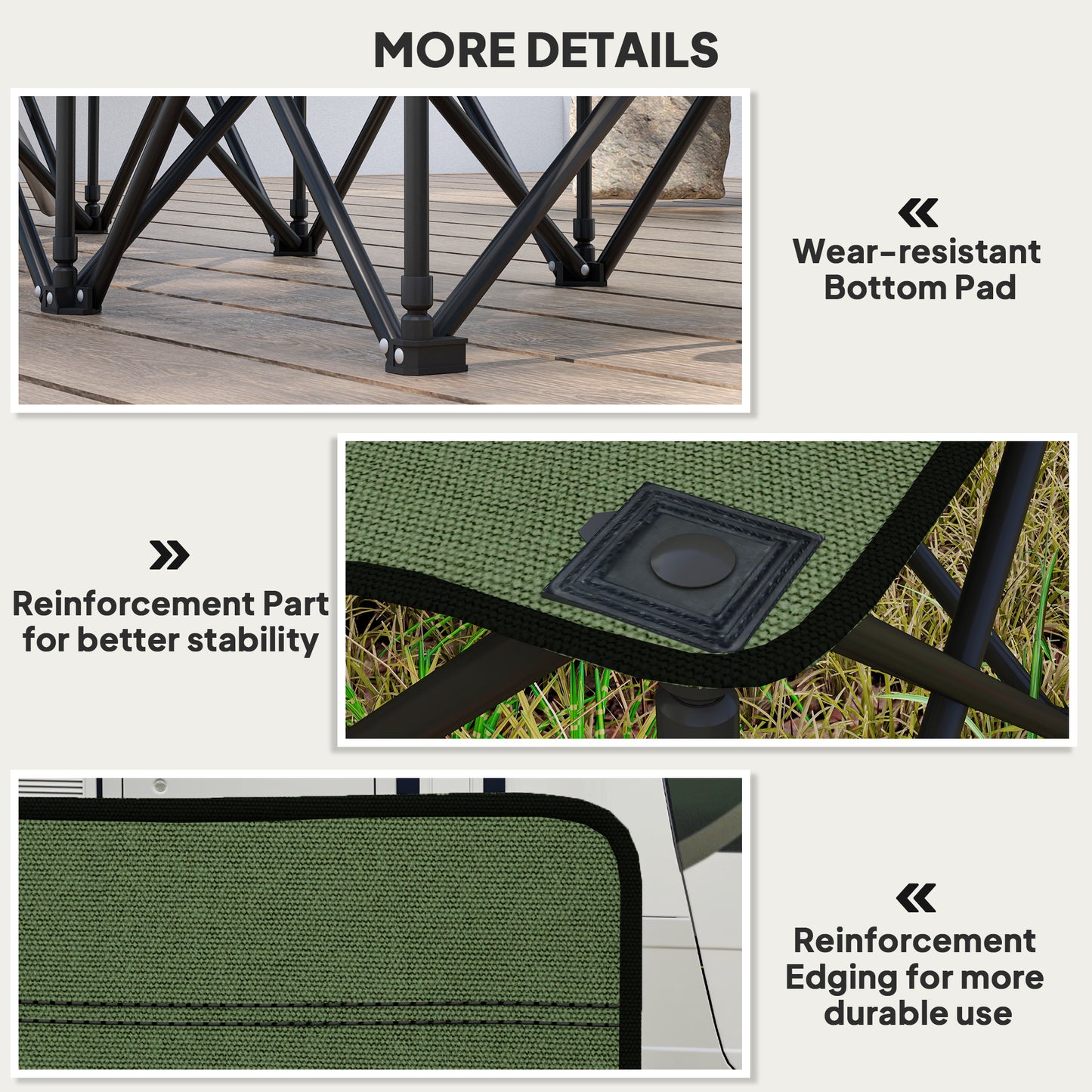 6 Seater Folding Camping Chair with Cup Holder & Carry Bag - Green