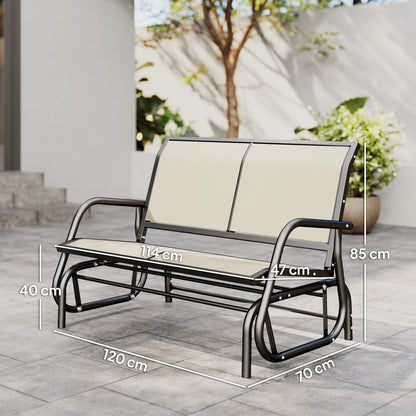 2-Person Outdoor Glider Bench Patio Double Swing Gliding Chair Loveseat w/Power Coated Steel Frame for Garden Patio Porch
