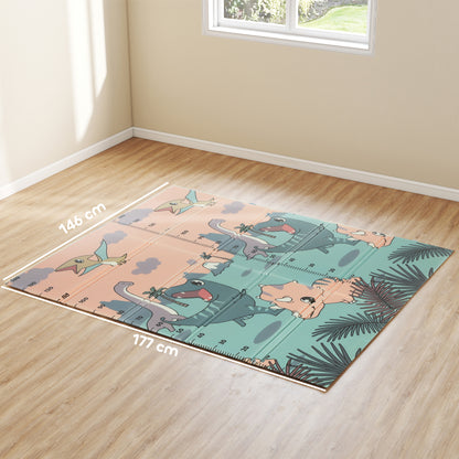 Dinosaur-Themed Baby Plat Mat Double Sided, Foldable, Water-Resistant for Outdoor/Indoor, 177 x 146 x 1.5cm