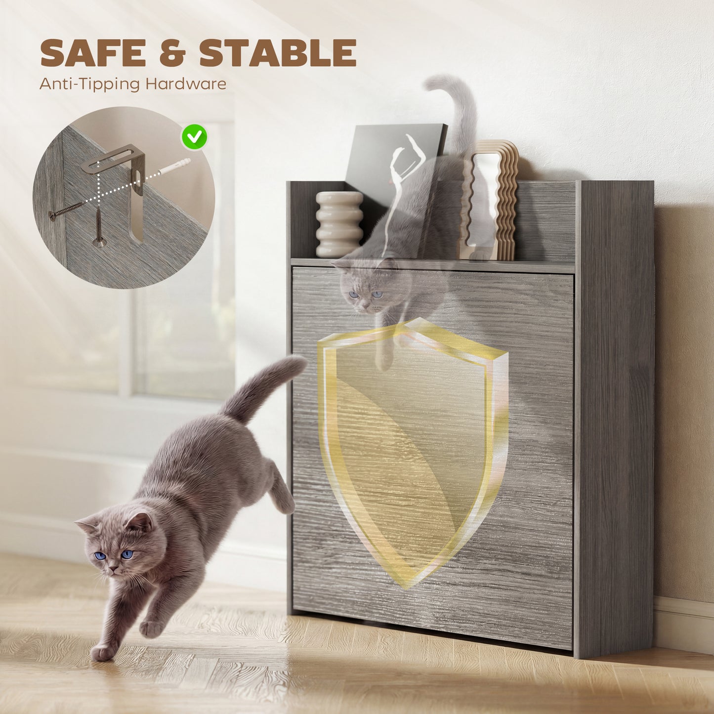 Kitchen Table, Folding Dining Table, with 4-Tier Shelves, Modern Drop-Leaf Table, Grey Wood Effect