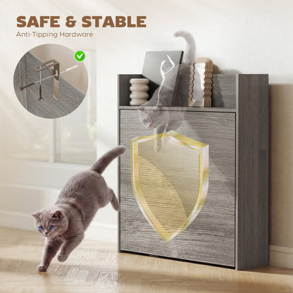 Kitchen Table, Folding Dining Table, with 4-Tier Shelves, Modern Drop-Leaf Table, Grey Wood Effect