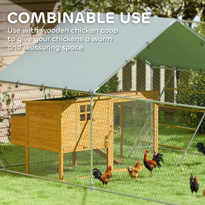 Walk-in Chicken Run w/ Cover, Feeding Door, Hanging Feeder, Perch, for 12-18 Poultry