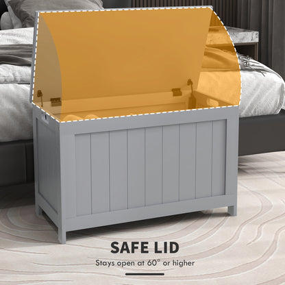 Storage Chest, Modern Storage Trunk with 2 Safety Hinges and Cut-out Handles, Wooden Toy Box for Living Room, Entryway