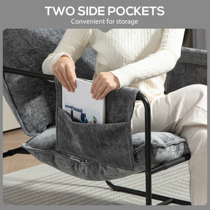 Minimal Padded Accent Chair, with Pockets - Grey