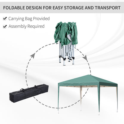 3 x 3M Garden Pop Up Gazebo Height Adjustable Marquee Party Tent Wedding Canopy with Carrying Bag, Green