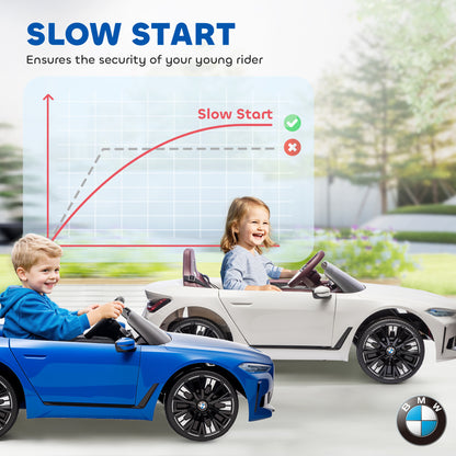 BMW i4 Licensed 12V Kids Electric Ride-On Car, Blue