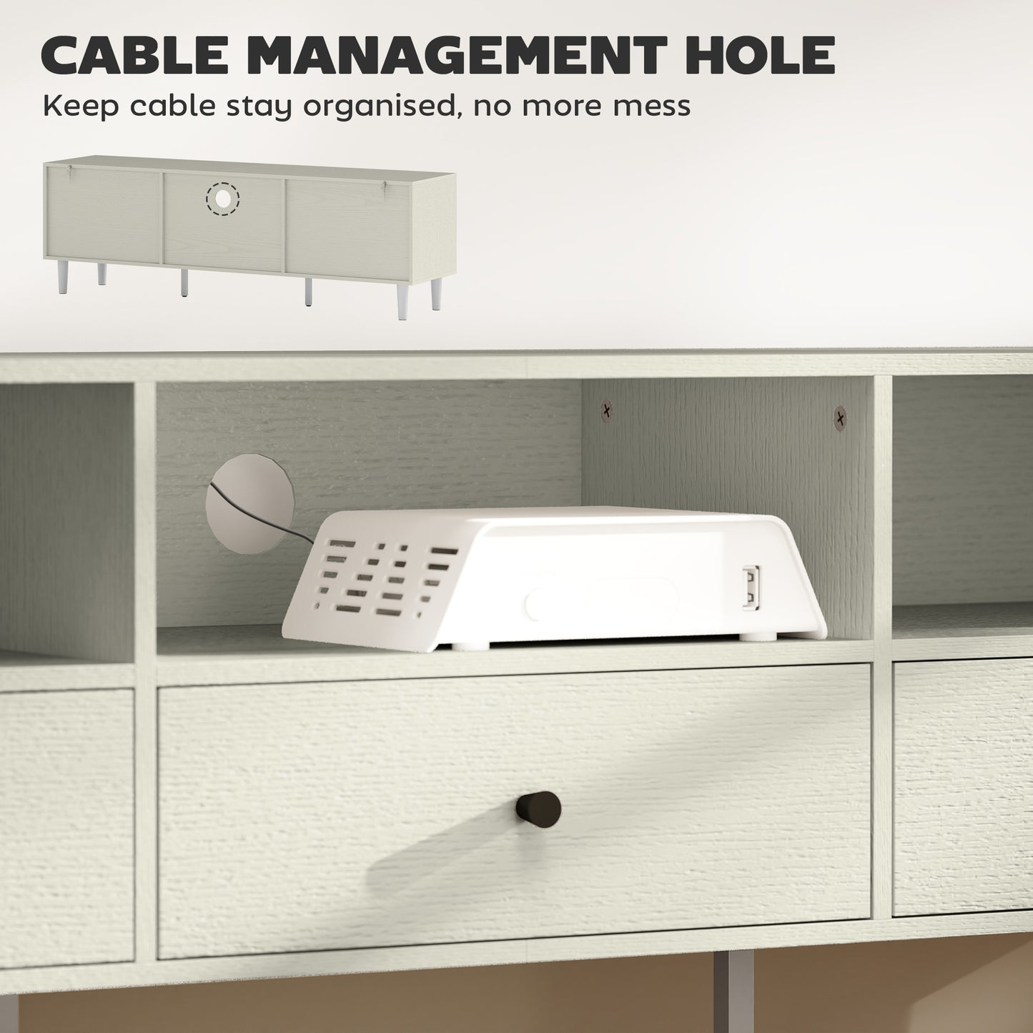 Multi-Storage Minimal TV Stand - Cream White