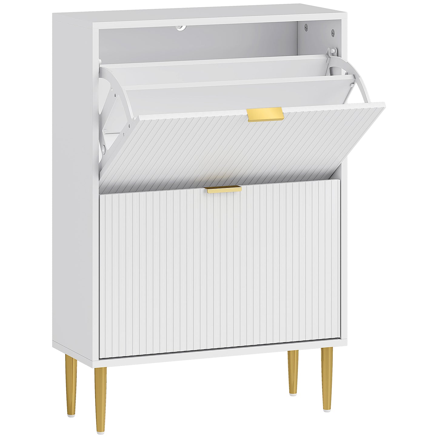 Elegant Two-Drawer Shoe Cabinet - White