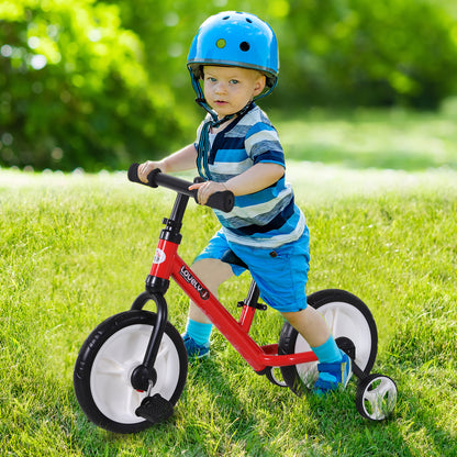 11 Inch Kids Balance Bike Training Pedal Bicycle W/ Removable Stabilizers EVA Tyres Adjustable Seat Height 2 to 5 Years Gift