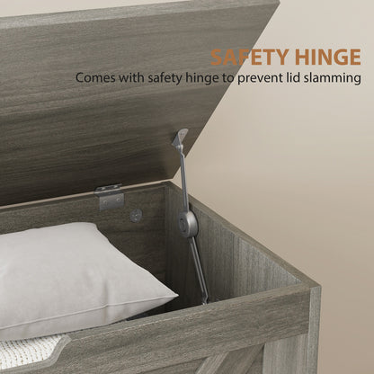 100L Home Storage Box, with Safety Hinge - Charcoal Grey