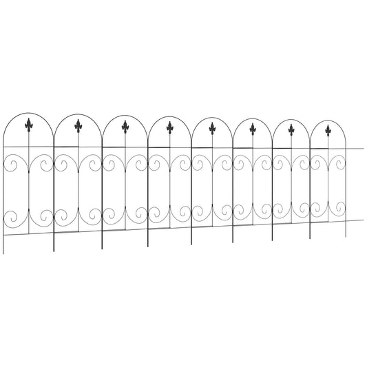Decorative Garden Fencing, 8PCs 44in x 12.5ft Outdoor Picket Fence Panels