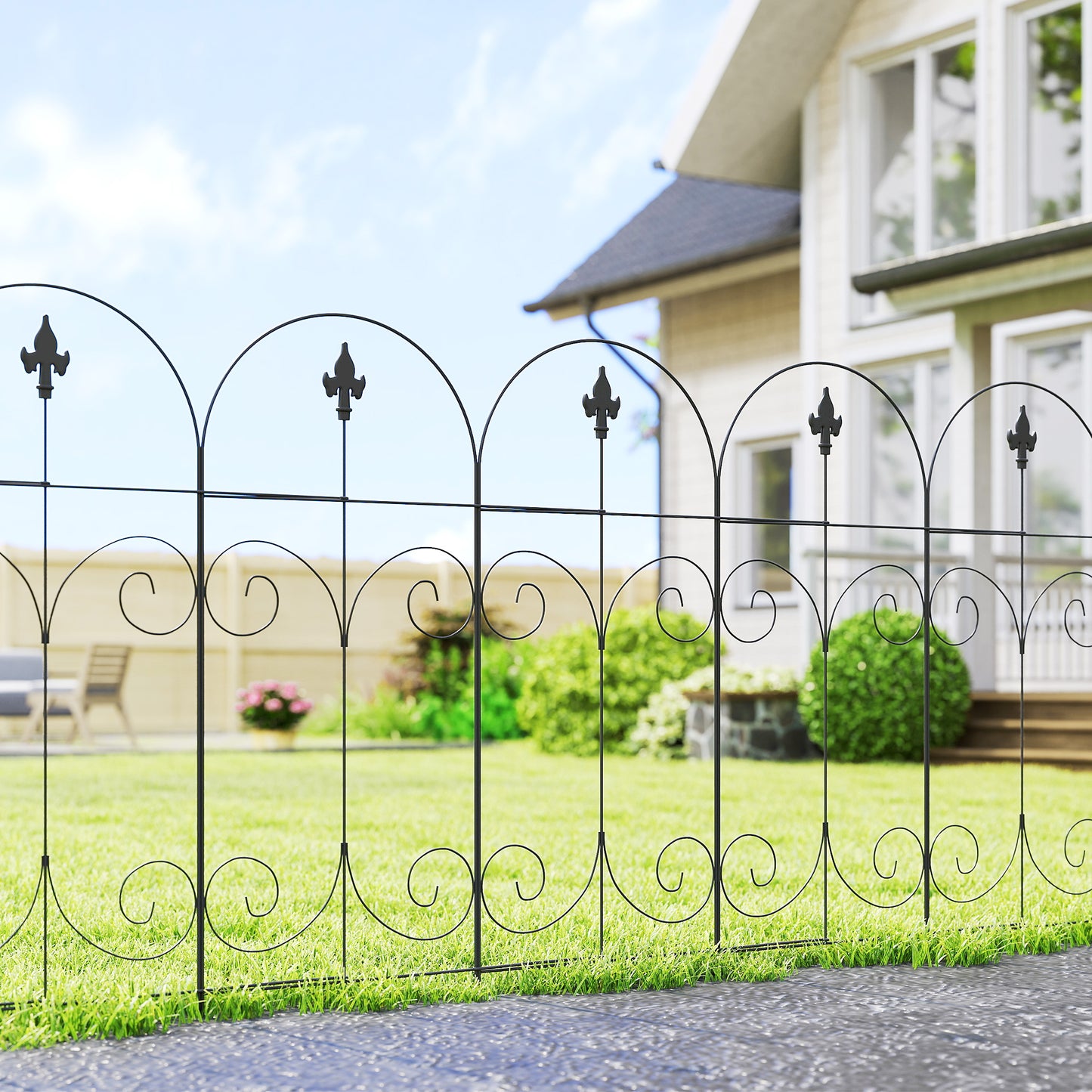 Decorative Garden Fencing, 8PCs 44in x 12.5ft Outdoor Picket Fence Panels