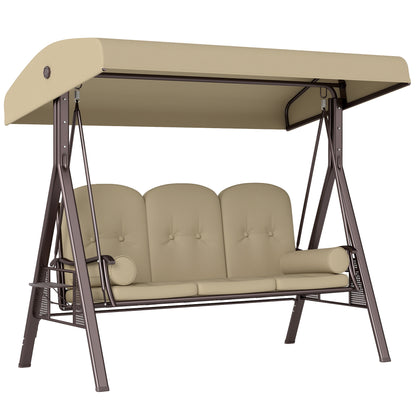 Three-Seater Garden Swing Chair - Brown