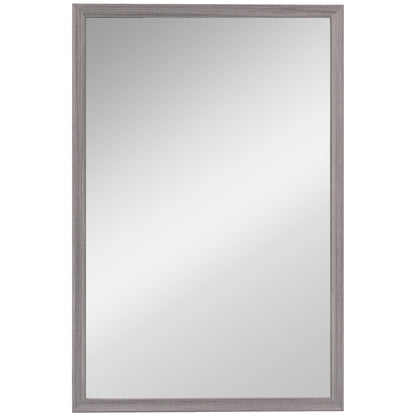 Wall Bathroom Mirror, 40 x 60 cm Wall-Mounted Mirror for Living Room, Bedroom, Hallway, Grey