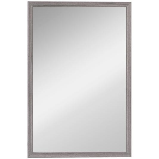 Wall Bathroom Mirror, 40 x 60 cm Wall-Mounted Mirror for Living Room, Bedroom, Hallway, Grey