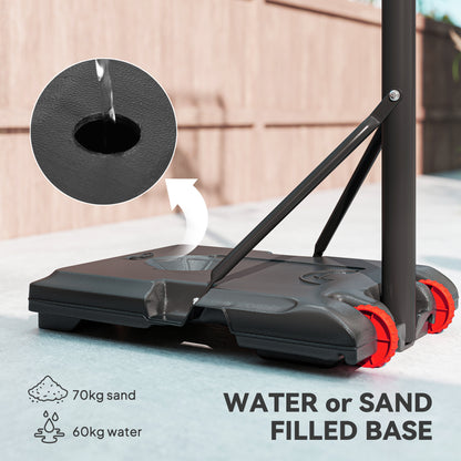 Height Adjustable Basketball Hoop and Stand with Firm Backboard and Weighted Base, Portable on Wheels, Red