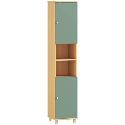 Bathroom Cabinet with Adjustable Shelves and Open Shelves - Green