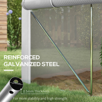3 x 2(m) Walk-in Polytunnel Greenhouse, Zipped Roll Up Sidewalls, Mesh Door, 6 Mesh Windows